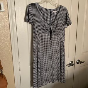 Navy blue gingham dress